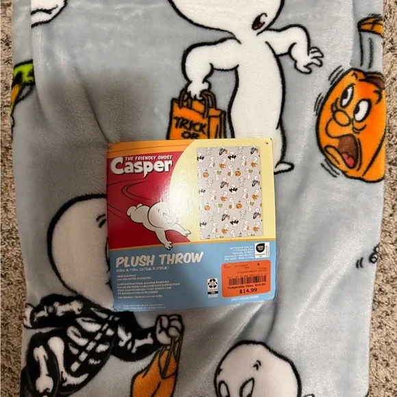 Viral 2024 Casper the Friendly Ghost Plush Fleece Throw Blanket - Picture 2 of 2